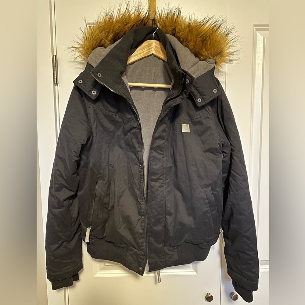 Bench fleeced lined bomber Jacket in Black